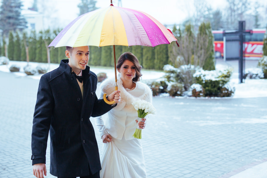zimowy ślub, fotografia ślubna