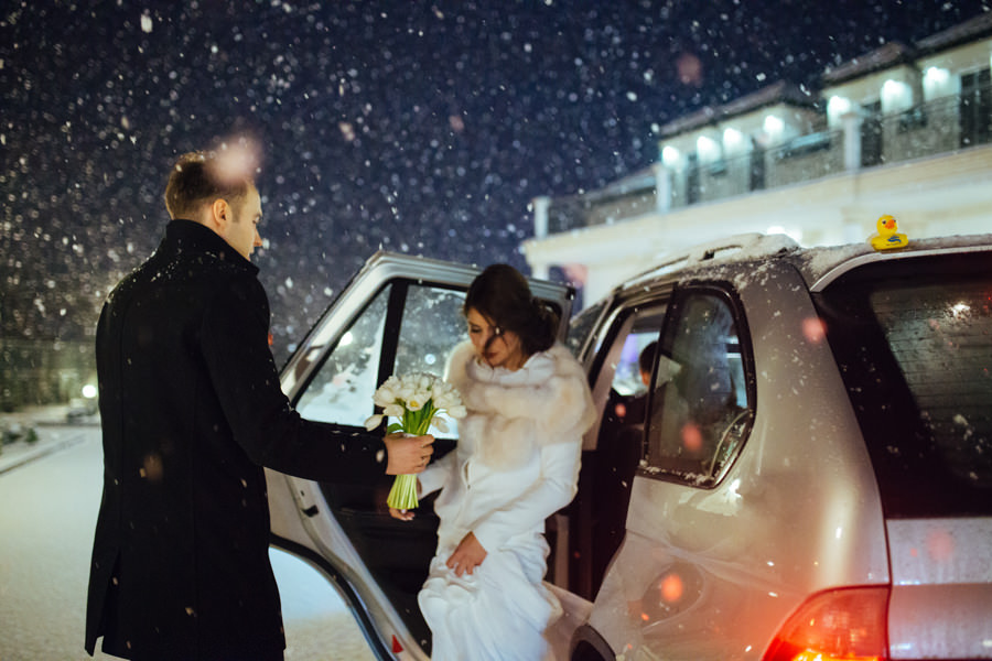 zimowy ślub, fotografia ślubna