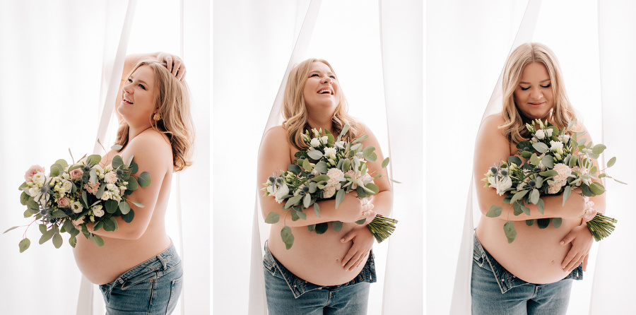 sesja ciążowa krosno, fotograf krosno, kwiaty do sesji